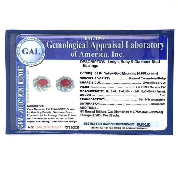 Diamond Ruby Earrings 14k Yellow Gold 3.64 TCW Certified $6,950 018671 - Picture 13 of 13